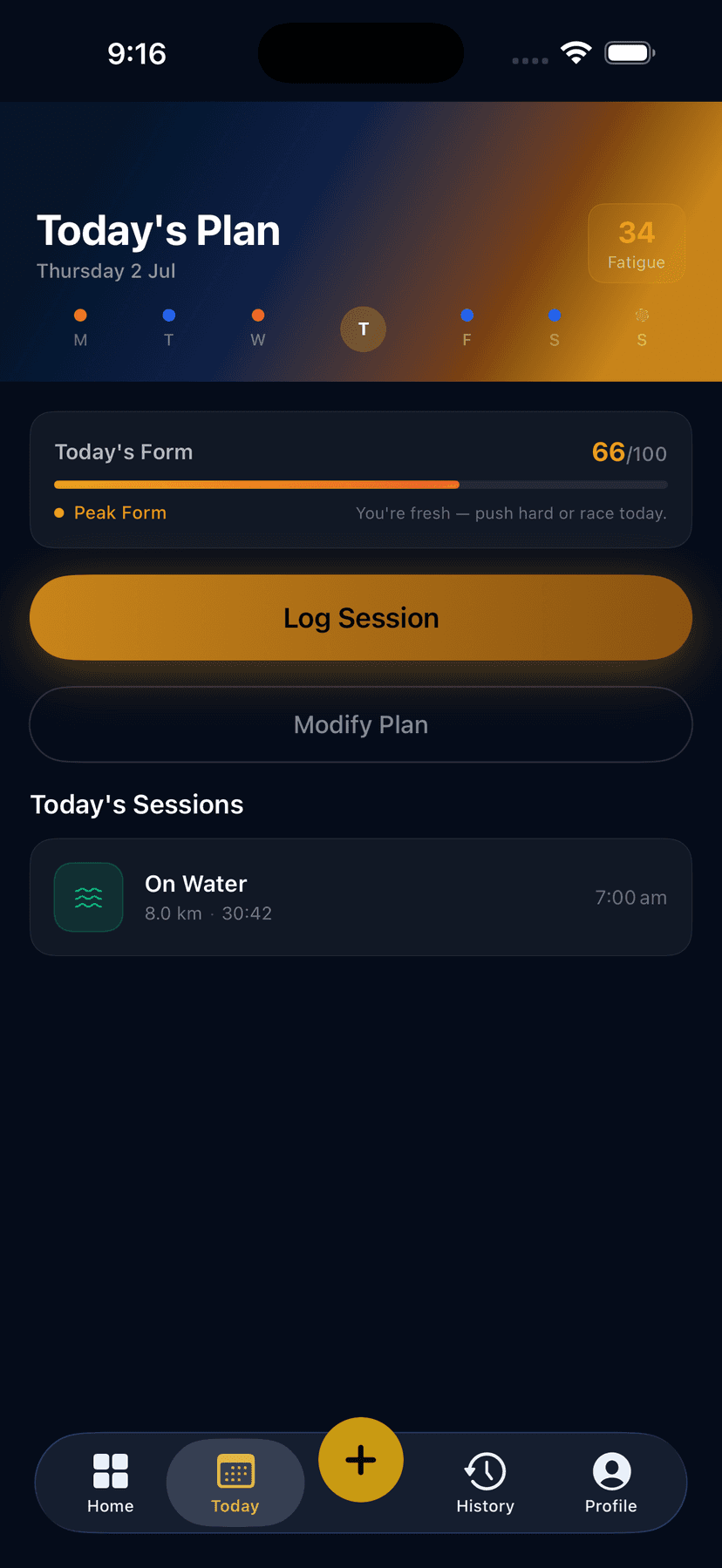 Quick Catch Today screen with readiness score